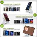 Wireless Induction Audio Bluetooth Speaker, 4 in 1 Phone Stand Speakers Amplifier with Colorful Ambient Light,360 Adjustable Holder for Tablet iPhone Android, Gifts for Men Women Teens-White