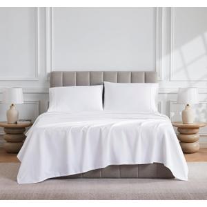 Linen Closet Luxury Cotton 1000 Thread Count Egyptian Cotton 4-Piece Sheet Set, Queen, Arctic White