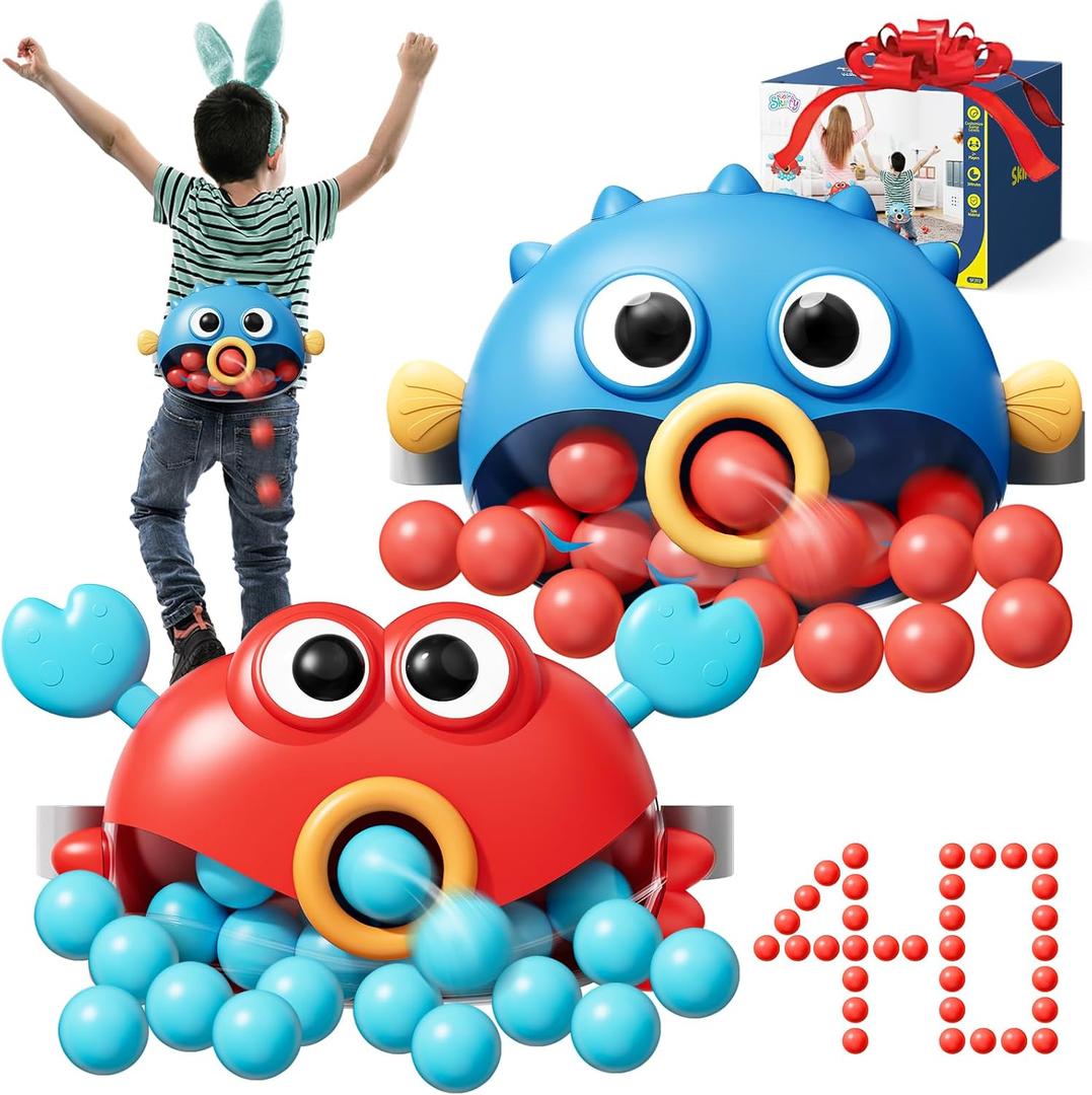 Skirfy Outdoor Party Games for Kids Adults, Shaking Ball Game Set Toy with 40 Balls, Fun Outdoor Indoor Toys, Family Carnival Bachelorette Birthday Backyard Games for Boys Girls Age 3-12 (New Red&blue)