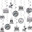 Poen 32 Sets 2025 New Years Eve Party Decorations Disco Happy New Year Party Supplies Hanging Swirl Iridescent holiday Eve Decorations for 2025 Disco