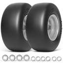 RONPOW 13x6.50-6 Lawn Mower Tires Flat Free, Zero Turn Mower Front Tires for Residential and Commercial, 13x6.5-6 Flat Free Tire and Wheel, 3/4" & 5/8" Bearing, 3.25"-7.65" Center Hub, Pack of 2, Gray