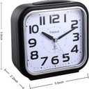 Tinload 5.5" Large Analog Alarm Clock Silent Non Ticking, Gentle Wake, Beep Sounds, Increasing Volume, Battery Operated Snooze and Manual Light, Easy Set, Black (Best for Elder)