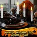 Baquler 20 Pieces Halloween Window Candle Lights with Sensor Dusk to Dawn Flameless Taper Candles Bulk Drip Wax Battery Operated Candle LED Candlesticks for Halloween Indoor Decoration Party (White)