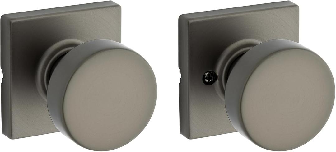 Kwikset Pismo Interior Square Passage Door Knob, Handle for Closet and Hallway Doors, Non-Locking Doorknob, Gunmetal (1 Pack)