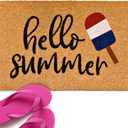 Hello Summer Welcome Mat Popsicle Decor 30x17 Inch, Summer Door Mat Outdoor, Summer Outdoor Mat, Outdoor Door Rug, Outdoor Door Mats, Outdoor Rug Door Outdoor Door Mats for Patio, Summer Doormat