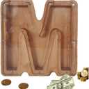 Wooden Letter Piggy Bank, Cute 26 Alphabet Money Bank, Personalized Bills and Coins Bank Money Box, Cash Saving Bank for Adults Boys Girls Best Gift (M)