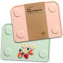 KeaBabies 2pk Silicone Placemats for Toddlers, Kids - 12x9 Non Slip Suction Baby Silicone Placemat for Restaurants, Dining Table,Travel, Easy to Clean,Food Grade/BPA-Free,Small Baby Table Mat(Mellow)