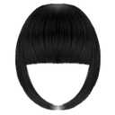 Clip in Bangs, Synthetic French Bangs Hair Clip, Fake Bangs Fringe with Temples Hairpieces for Women Natural Curved Hair Extensions for Daily Wear Dark Black