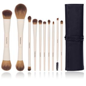 Makeup Brush Set 10pc, Dual-Ended Makeup Brushes For Bronzer, Contour, Eyeshadow, Blush, Concealer & Foundation Application (Ceamy)