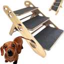 2-in-1 Foldable Dog Stairs for 18" High Beds,Couches & SUVs  Heavy Duty Wooden Pet Steps with Non-Slip Surface,Portable Puppy Stairs for Small Medium Dogs,Supports 78lbs,Assembly Required