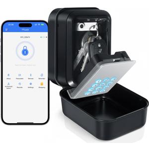 Smart Key Lock Box with Code  Bluetooth & PIN Unlock, APP Controlled Digital Lockbox for Keys, Generate eKeys and Remote Passcodes for Airbnb Landlords Families Realtors (Grey)