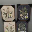 Framed Botanical Wall Art, 4 Piece Vintage Farmhouse Floral Canvas Painting Prints Artwork for Bathroom Walls, Rustic Flower Butterfly Pictures for Kitchen Bedroom Hallway Home Decor, 8x10 Inch