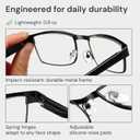 BLS Businessman Rectangular Reading Glasses - Professional Durable Readers - Blue-Light Blocking Lenses