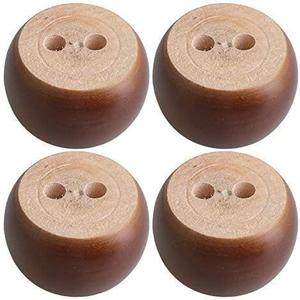 Pack of 4 Walnut Furniture Legs Round Bun Feet 2" Tall Wood Sofa Legs Replacement Legs for Cabinet Couch Chair Dresser