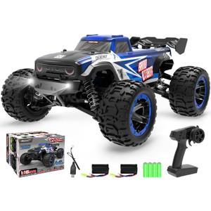 RACENT RC Truck 1:16 4x4 All Terrain RC Car 40KPH High Speed Remote Control Cars for Boys, Off-Road Monster Truck with 2.4Ghz Radio Control, 2 Batteries, Gifts for Kids Adults