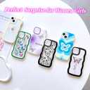 Compatible with iPhone 12 Butterfly Case for Women Girls,Aesthetic Cute Girly Wavy Design Soft Shockproof Cell Phone Cover for iPhone 12 (Butterfly/Purple)