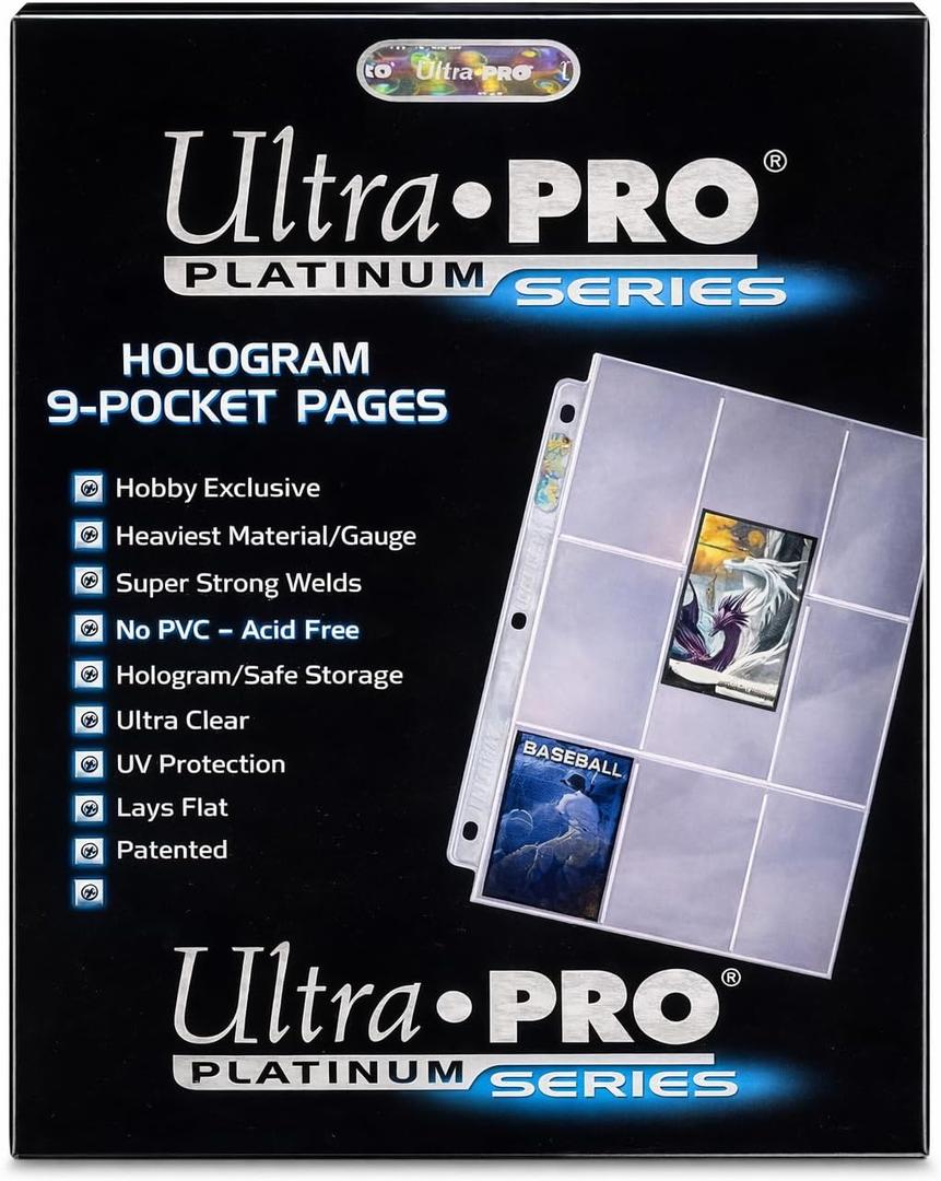 Ultra Pro 9 Pocket Pages Platinum Series - 100 Pages of Card Sleeves for Trading Card Binder and More