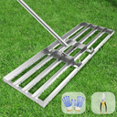 Lawn Leveling Rake 35x10 inch, (Professional-Grade) Lawn Leveler Tool with Stainless Steel Handle Rakes for Lawns Heavy Duty Landscape Rake for Backyard, Garden, Golf Course, Farm, Pasture