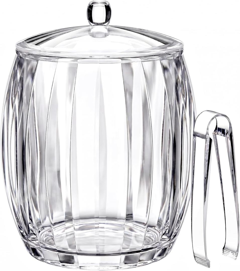 Amazing Abby - Icelyn - 3-Quart Plastic Double-Wall Ice Bucket with Lid and Tong, Insulated Bucket for Indoors and Outdoors, Good for Kitchen, Bar, and Restaurant, Perfect for Home and Commercial Use