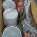 Domensi 6 Sets Valentine's Day Centerpiece for Table Artificial Rose with Vase Fake Bouquets and Metal Pot Floral Arrangements for Wedding Holiday Party Event Table Decor (Rose Red)