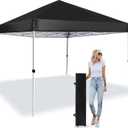 Pop Up Canopy 8X8 FT,Portable Sun Instant Shelter w/Backpack Bag,Waterproof,Adjustable Straight Leg Heights Canopies,Outdoor Tents for Parties,Camping,Commercial Event,Black