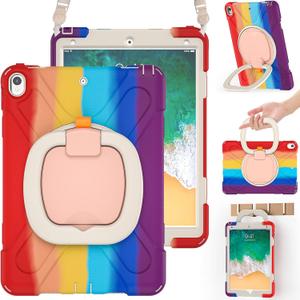BRAECN Kids Case for iPad Pro 10.5 2017/ iPad Air 3 Case 2019, Heavy Duty Rugged Hard Case Silicone with Pencil Holder, Carrying Strap & Kickstand for iPad Air 3rd Gen A1701 A1709 A2152-Colorful Red