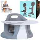 Upseat The Original Ergonomic Baby Floor & Booster Seat with Tray, Developed with Physical Therapists for Upright Posture & Healthy Hip Development, 424 Months, Dishwasher-Safe Extra-Large Tray, Gray