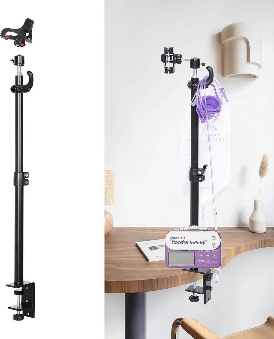 Feeding Tube Stand, Hands-Free Feeding Tube Holder Enteral Feeding Telescopic Pole, Feeding Pump Rack for Gravity Syringes Feeding Pump Feeding or Infusions