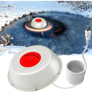 1000W Pond Heaters for Outdoor Ponds with Fish, Floating Small Pond Deicer with Thermostat-Controlled and LED Indicator, Auto ON/Off, Durable Cast Stock Tank Heater with 10 FT Cord
