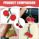 3 x Fruit Coin Purse Keychain Mini Coin Keybag, Stocking Stuffers for Women Purse Charms for handbags, Mini Cute Fruit Charm Leather Zipper for Wallet, Bag and Handbag Decor for Women (Cherry)