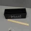 DRASTAR Mail Organizer, Mail Holder with 2 Slots, Mail Basket for Wall Table Countertop, Wood Desk Mail Organizer, Black Envelope Holder for Home Office Decor