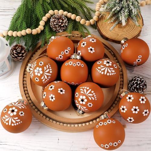 Poen 12 Pcs 3.15 Inch Mexican Christmas Ornaments Talavera Mexican Tree Ornaments Cielito Lindo Mexico Christmas Tree Decor De Barro Plastic Shatterproof Ball Hanging Xmas Hispanic Party