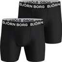 Bjorn Borg 2-Pack Men's & Solid Performance Boxers, Black, Size: M