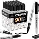 Chisel Tip Black Permanent Marker Pens - Permanent Markers Bulk of 90 Pack Waterproof,Fade-resistant,Quick Drying Black Markers Permanent Work On Wood, Metal, Stone, Glass For Office School Home