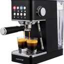 NutriChef 20-Bar Espresso Maker With Milk Frother | Removable 1.8 Quart Water Tank | Coffee Maker for Brewing Espresso, Cappuccino, Latte, Americano & Cold Brew Coffees | Black