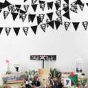 32Ft Black White Halloween Party Decorations Skull Fabric Pennant Pirate Banner Triangle Flag Bunting Garland Streamers for Halloween Pirate Birthday Jolly Roger Wedding Home Outdoor Party Supplies