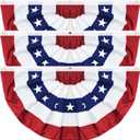3 Pack Large Size 3 X 6 FT American Bunting Flag, 4th of July Decorations USA Pleated Fan Flag Patriotic Half Fan Banner Flags 100% polyester Fourth of July Independence Day Memorial Day Outdoor Decor