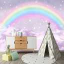 Children's Rainbow Bedroom Self-Adhesive Wallpaper Purple Clouds Peel-and-Stick Wall Mural - 96"x137"