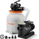 VEVOR 13 in Sand Filter Pump for Above Ground Pool, 0.75 HP 3500 GPH, Swimming Pool Sand Filter Pump with Pre-Assembled Core & Leak-Resistant Design, 6-Way Valve, High-Efficiency Filtration for Pools