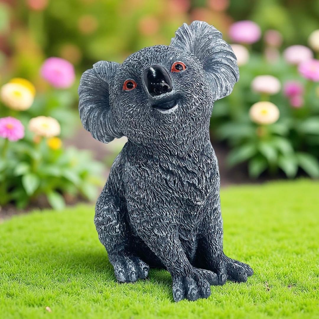 Cute Garden Koala Statue Outdoor Decor, 5.9 Inches Resin Seated Koala Figurine Animal Sculpture for Patio Lawn Yard Home Office Desk Ornaments