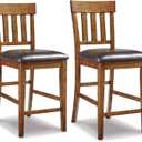 Signature Design by Ashley Ralene Counter Height Bar Stool, Medium Brown (2 Count)