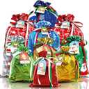 Diamerd 38PC Christmas Gift Bags with Tags & Ribbon Ties, Assorted Sizes for Xmas Holiday Present Wrapping & Festival Party Supplies-Small/Medium/Large