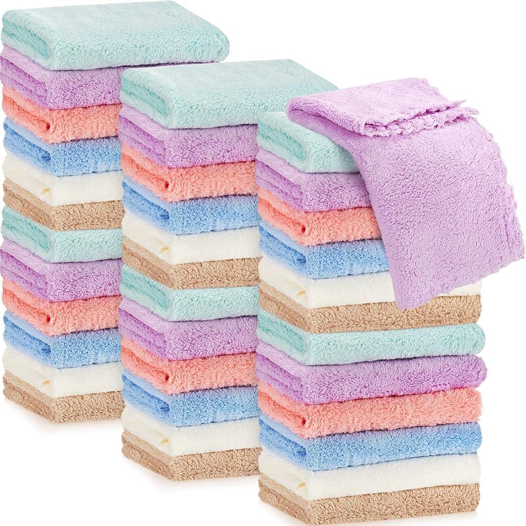 36 Pack Baby Washcloths 10 x 10 Inches Baby Face Skin Wash Cloths Towels Set Microfiber Coral Fleece Absorbent and Soft for Newborns, Infants and Toddlers, Multicolored
