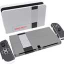 PlayVital Full Set Protective Stickers for Nintendo Switch OLED Model, Customized Vinyl Decal Skins for Switch OLED Console & Joycon & Dock & Grip - Classics NES Style