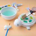 Turtle Design Ceramic Paint Palette with Water Bowl Brush Holder & Reusable Environmental Friendly Tray for Ceramic for Workspace Decor and Outdoor Sketching Gifts for Painting Lovers