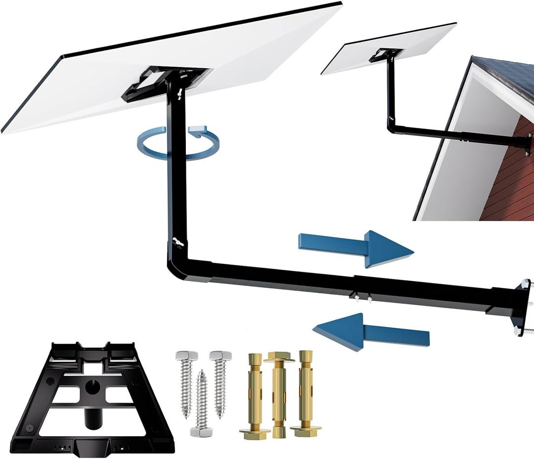 Starlink Gen 3 Wall Mount Kit, Adjustable Heavy Duty Long Wall Mount Extension for Standard Gen 3 Dish, Starlink Standard Mount Gen 3, Mounting Kit for Long Eave Roof & Exterior Wall Installation