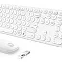 seenda Wireless Keyboard and Mouse, USB & Type C 2-in-1 Receiver, SK73-3 Full Size White Wireless Keyboard Mouse Combo, Compatible for Windows, MacBook Pro/Air, Laptop, Desktop, PC - White