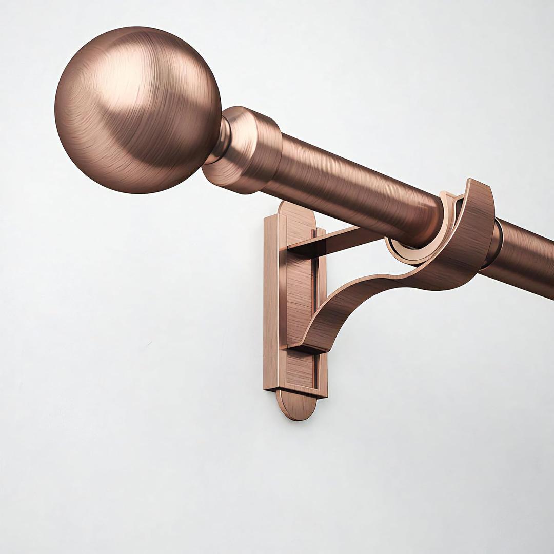 ROTHLEY Curtain Rods for Windows 48 to 84 Inch Copper Curtain Rod 1 Inch Diameter Decorative Curtain Rod Adjustable Drapery Rod Heavy Duty Window Poles for Curtains With Klick Fit Brackets-Orb Finial