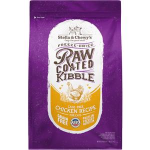 Stella & Chewy's Raw Coated Cat Food - High Protein, Grain-Free Kibble with Cage-Free Chicken - Premium Digestive Support with Probiotics - Natural Small Kibble - Perfect For Picky Eaters - 5 lb Bag (EXP 11/03/27)
