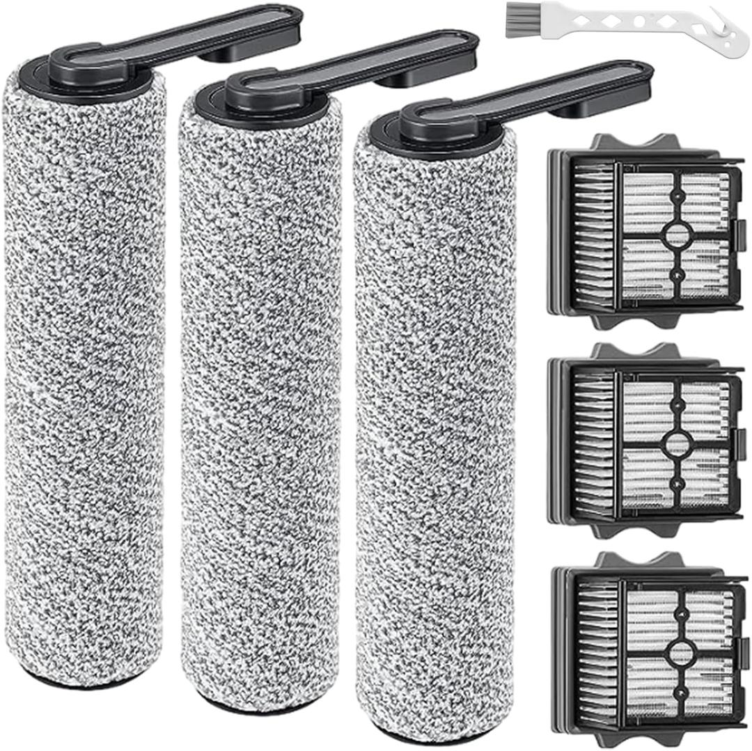 Floor One S5 Replacement Parts for Tineco Floor ONE S5/Floor One S5 Pro Smart Cordless Wet Dry Vacuum Cleaner,Tineco Accessories inclue 3 HEPA Filters & 3 Brush Rollers